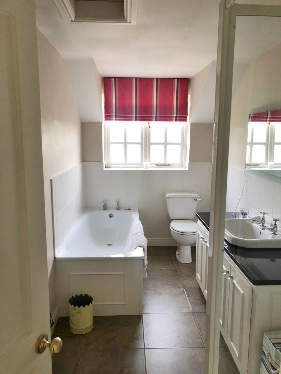 white marble bathroom makeover in lincolnshire farmhouse