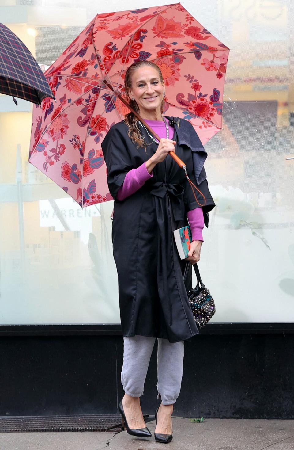 Sarah Jessica Parker is seen on the set of  "And Just Like That..."