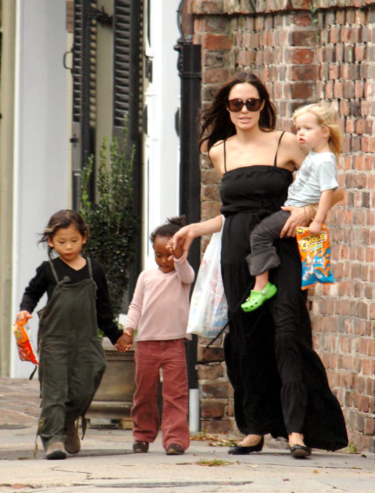 Angelina Jolie and kids spend the afternoon in New Orleans. Pictured: Angelina Jolie, Pax Thien Jolie-Pitt, Zahara Jolie-Pitt and Shiloh Jolie-Pitt Ref: SPL53845 061008 Picture by: Splash News Splash News and Pictures Los Angeles: 310-821-2666 New York: 212-619-2666 London: 870-934-2666 photodesk@splashnews.com