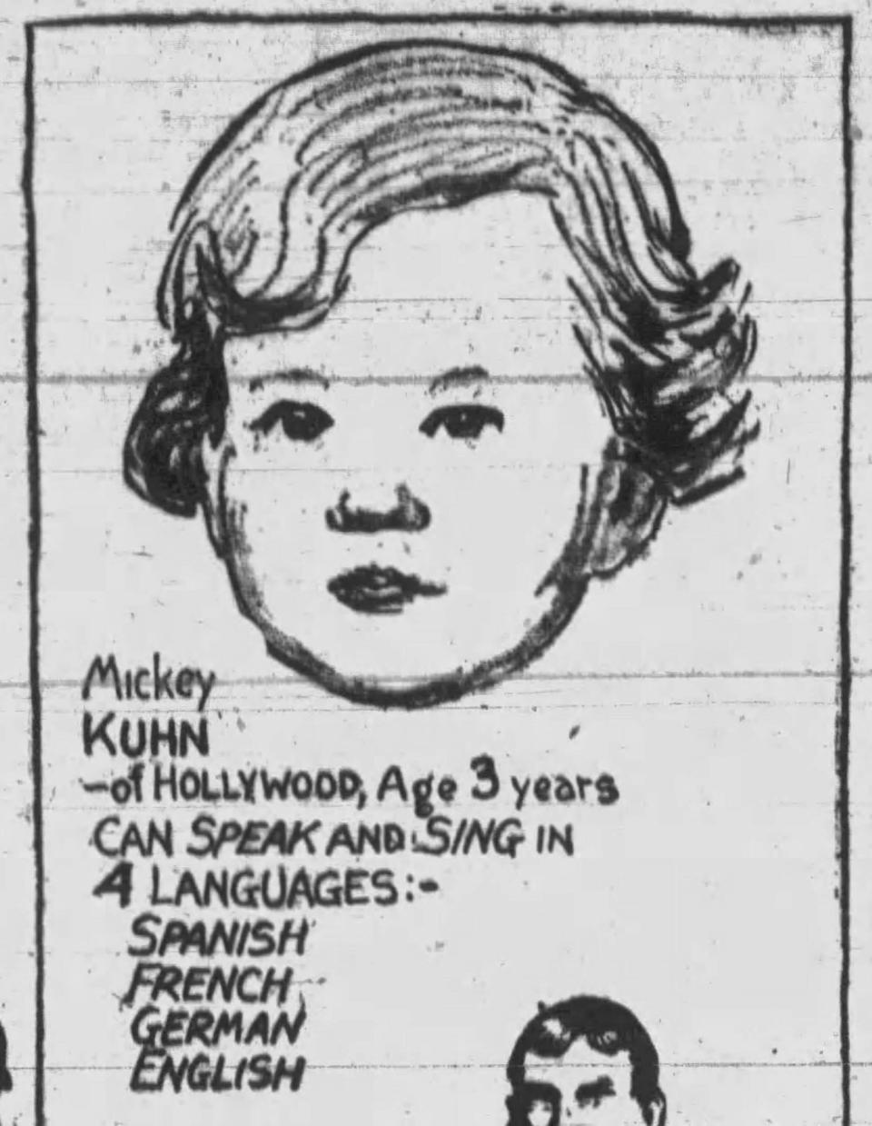 A line drawing in the Salt Lake Tribune advertising the young Mickey's services