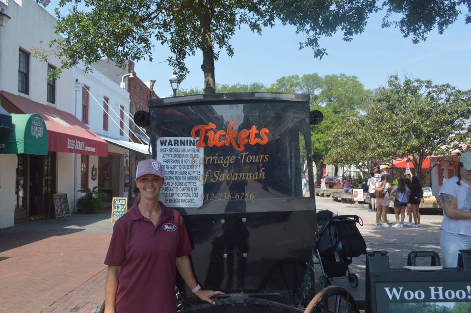Cara Marshall, owner and operator of Carriage Tours of Savannah, has been in the horse-drawn carriage business for 25 years.