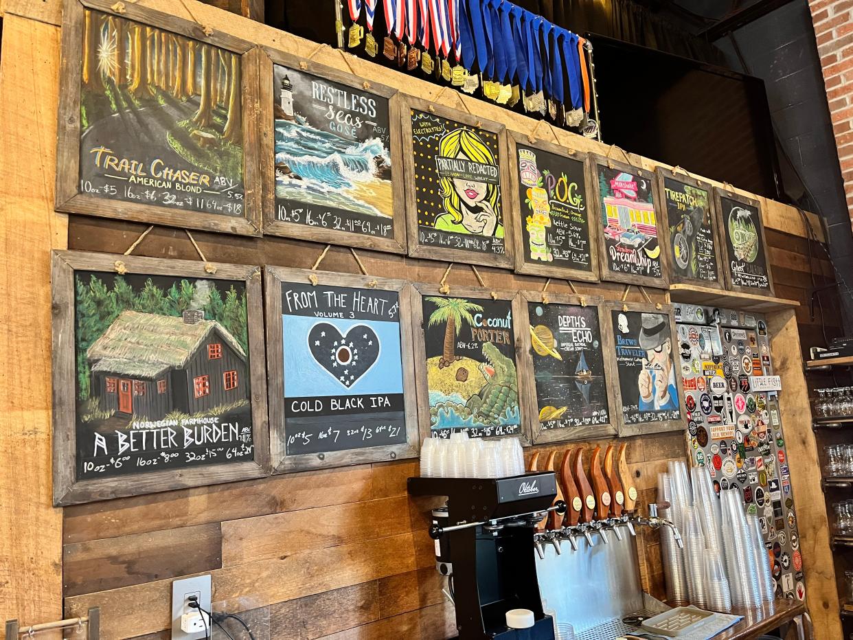 The tap list at Narrow Path Brewing Co.