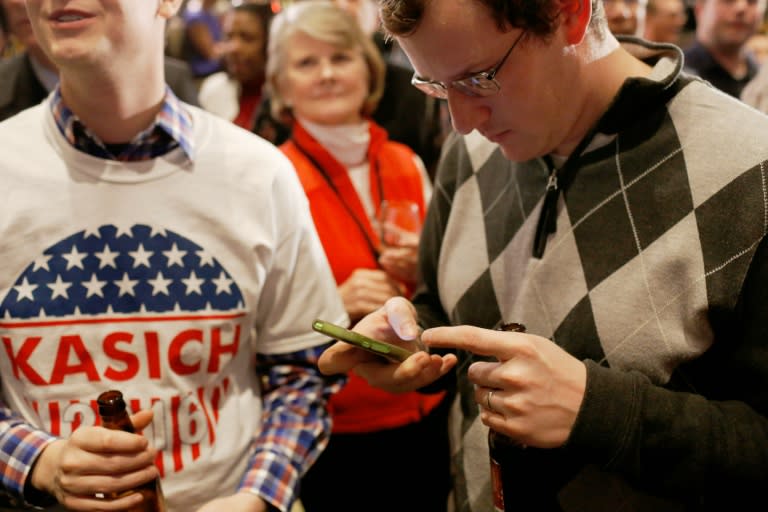 Supporters of Ohio governor and Republican presidential hopeful John Kasich, who finished second in the New Hampshire primary