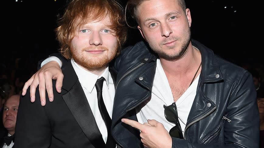 Ed with mega producer Ryan Tedder. Source: Getty