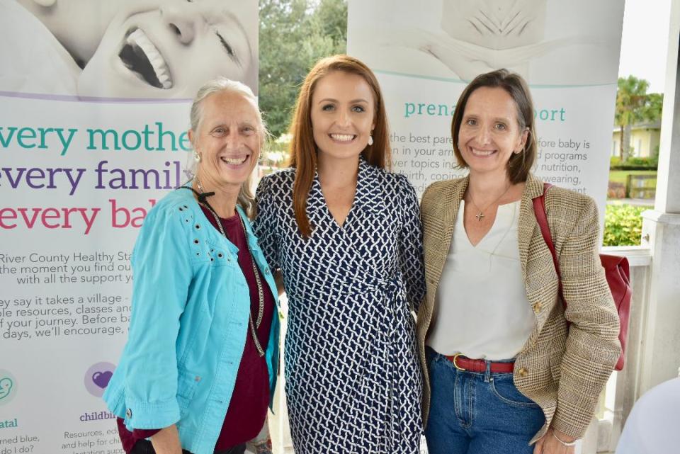 Katie Nall (from left), Sophie North and her mom Annabel Robertson had the chance to reminisce in February 2022 about the early beginnings of the Healthy Start Coalition in Indian River County at a special celebration in Riverside Park. The event took place in recognition of the organization's 30th year of service to moms and their babies in the state of Florida.