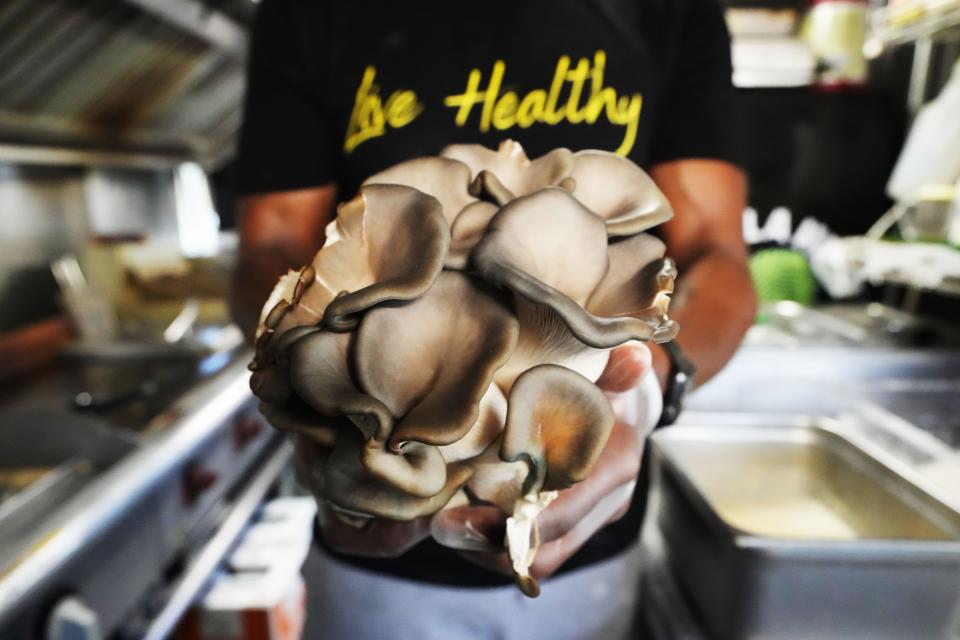 Community Vegan uses meatless ingredients, like this mushroom, to serve up comforting food.