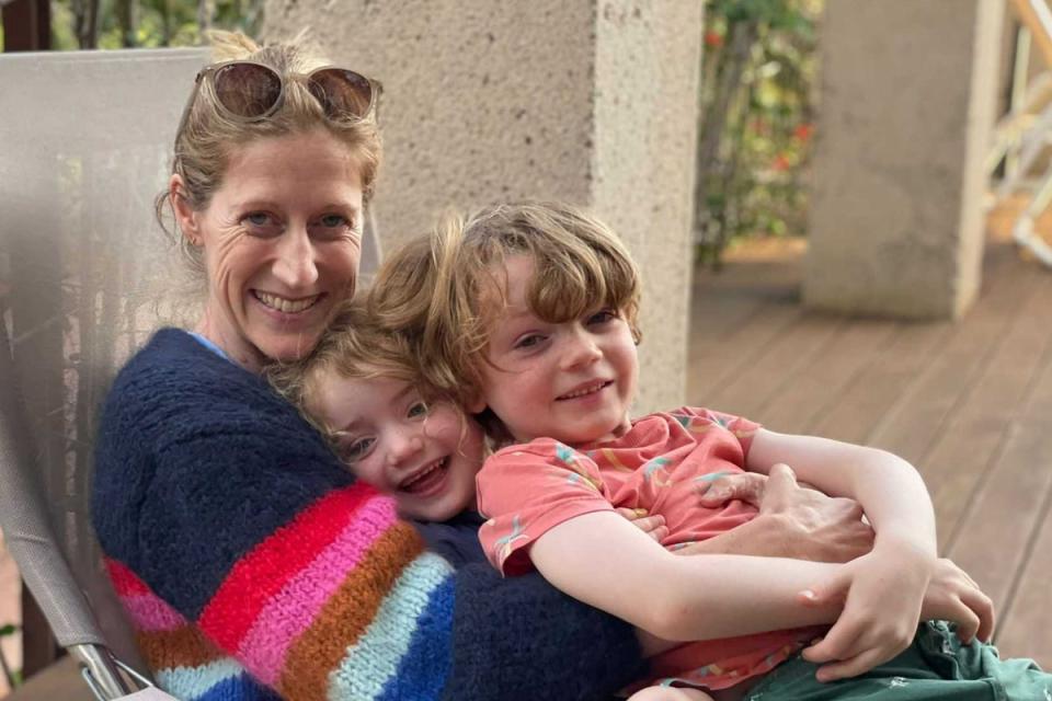  (Sarah Hesz, founder of childcare app Bubble, with two of her children )