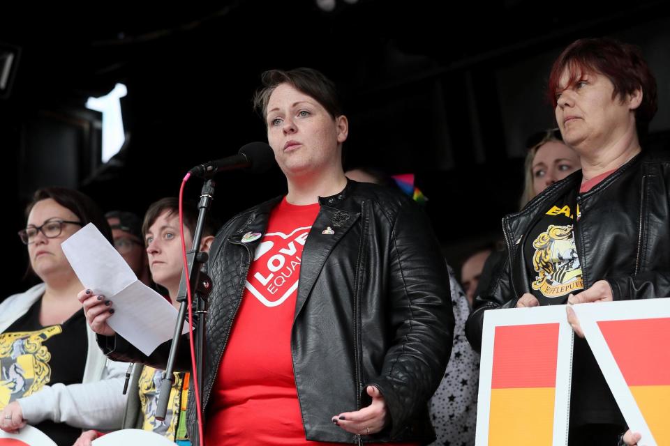 Lyra McKee’s partner joins thousands in rally to demand equal marriage rights in Northern Ireland