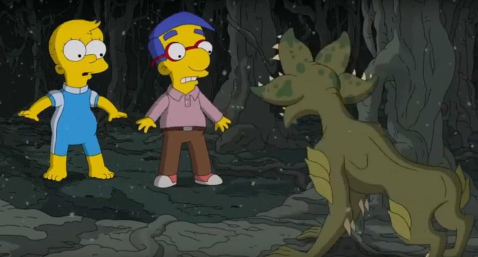 Lisa y Milhouse en la parodia de 'Stranger Things' de 'Los Simpson'. (Foto: FOX).