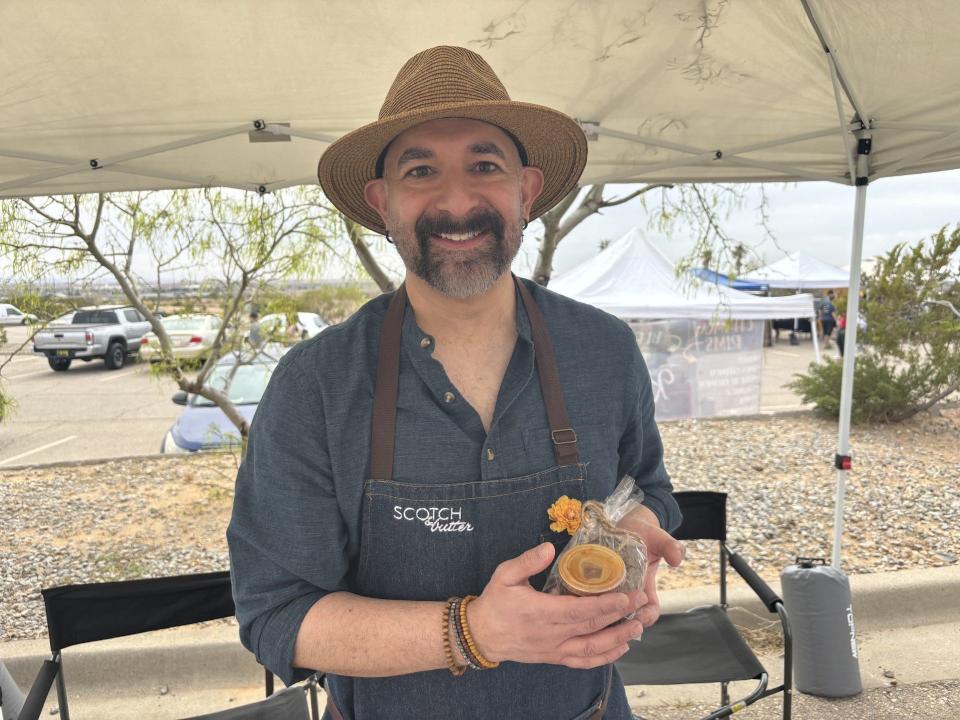 El Paso pastry chef David Chavira sells his pastries out of his booth, Scotch & Butter, at The Market at Cohen in the Northeast.