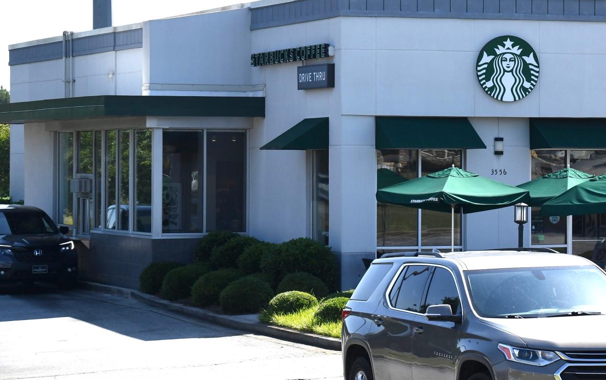The Starbucks Anderson location on Interstate 85 and Clemson Boulevard the day after employees participated in a strike, June 13, 2022.