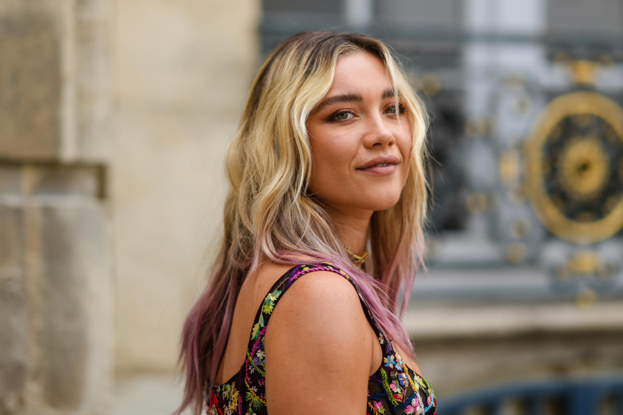 Florence Pugh channels 'Midsommar' with latest look. (Photo: Edward Berthelot/Getty Images)