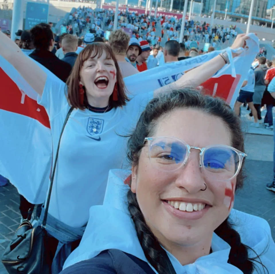 Nina Farooqi was spotted celebrating at the England game on Wednesday (Nina Farooqi)