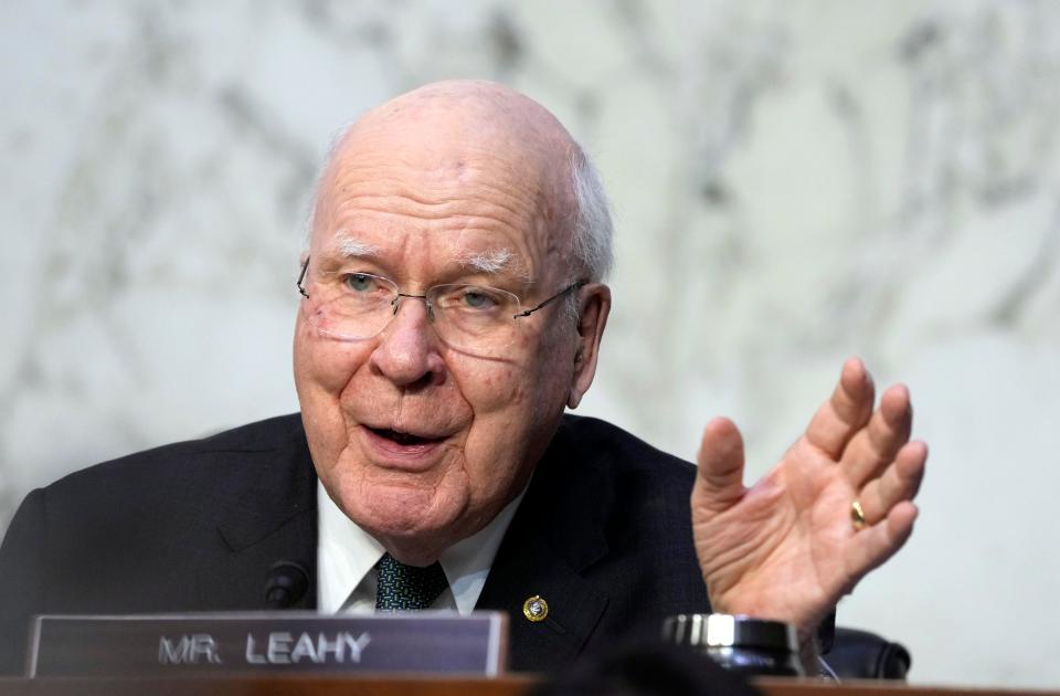 Sen. Patrick Leahy, D-Vt., delivers remarks as Supreme Court Associate Justice nominee Ketanji Brown Jackson appears before the Senate Judiciary Committee during her confirmation hearing on March 21, 2022, in Washington.