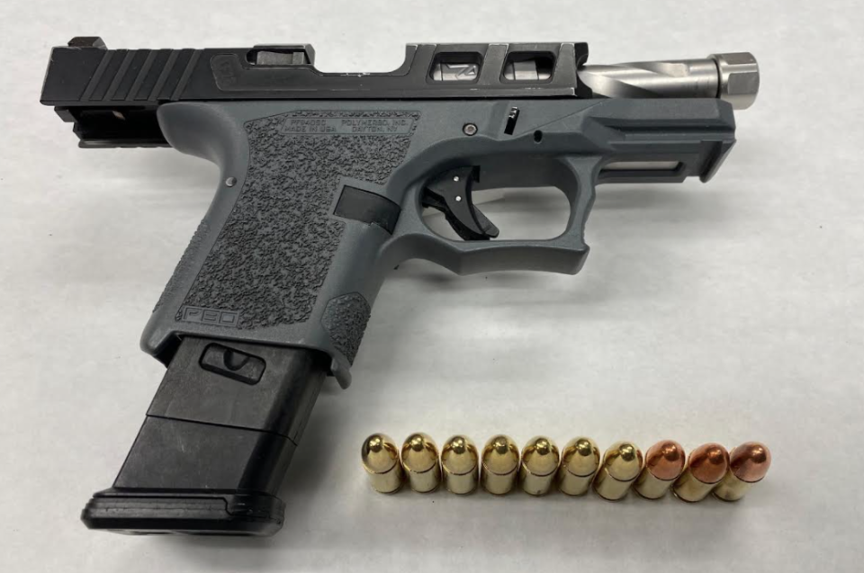 A 9-mm Glock-style polymer 80 semi-automatic handgun was taken by Oxnard police after an arrest Thursday, Jan. 20, 2022. Police said the firearm was modified to meet the legal requirements of an assault weapon.