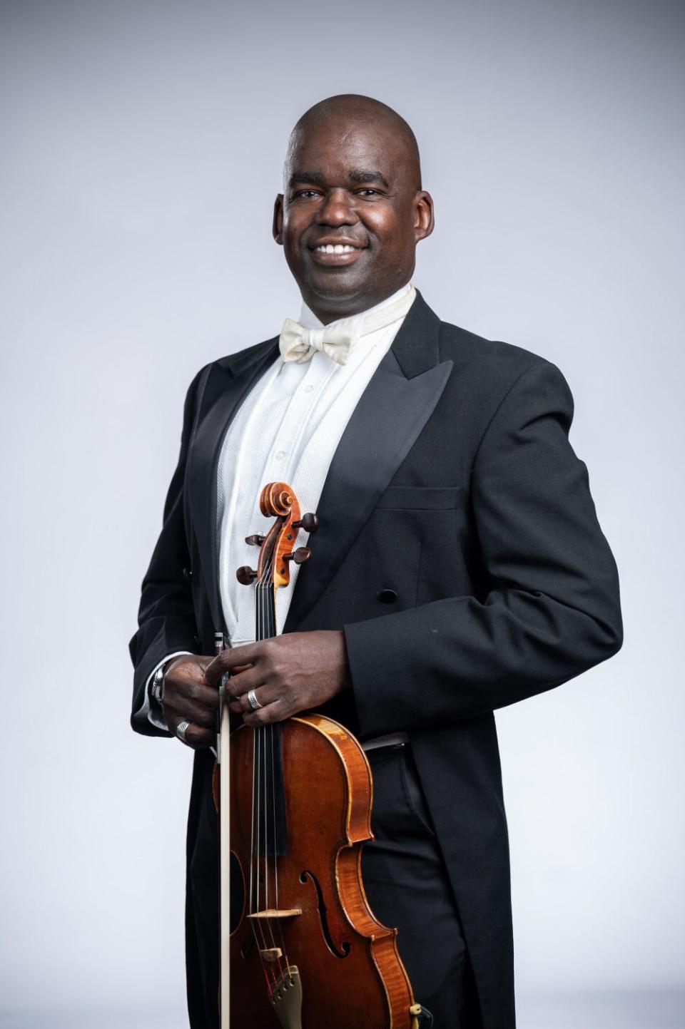 Derek Reeves, the principal violist for the Fort Wayne Philharmonic, performs Nov. 5, 2023, as the guest soloist for the Elkhart County Symphony at Goshen College’s Music Center.