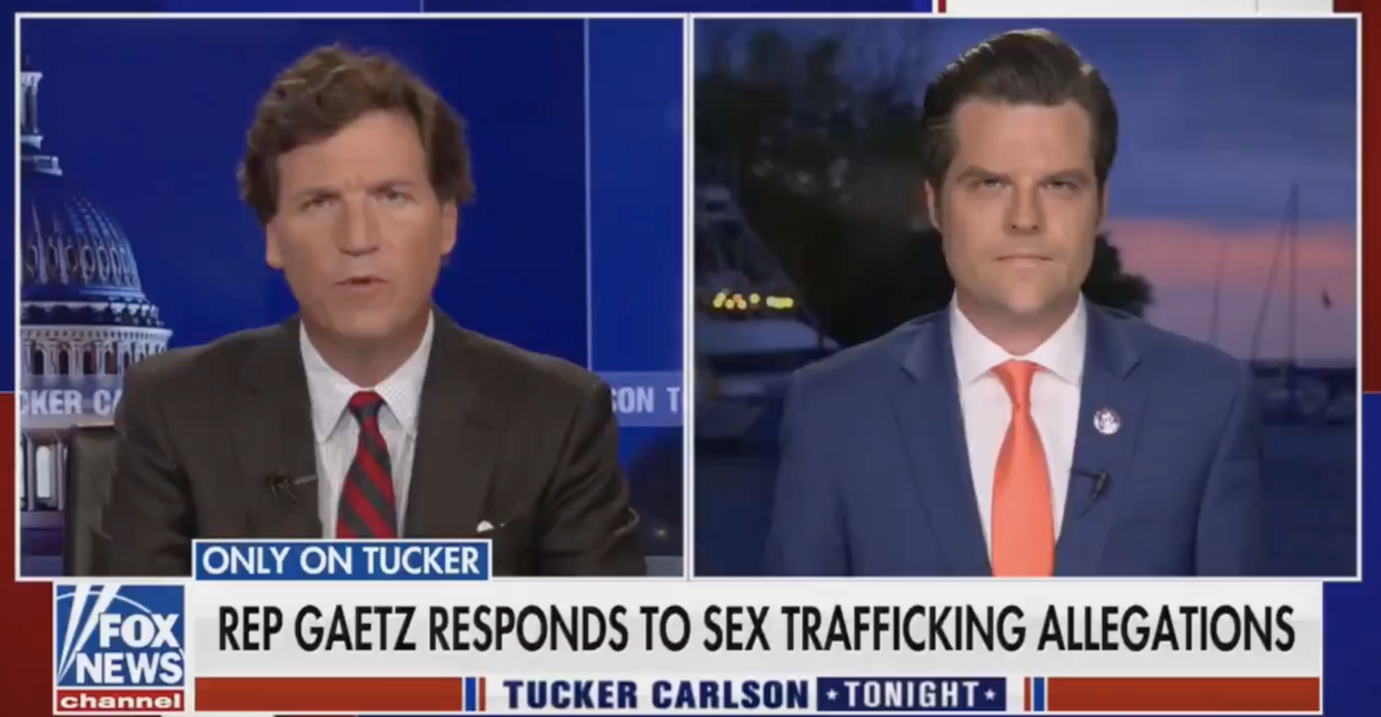 Tucker Carlson interviewing Matt Gaetz on Fox News (Fox News)