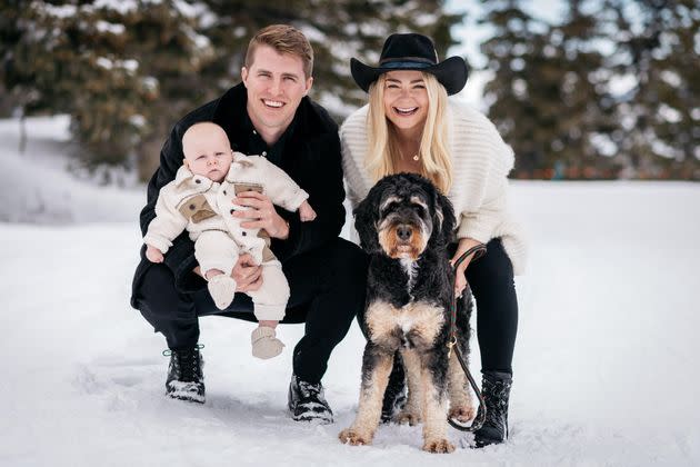 Jackson, Tom, the author and their Bernedoodle, Winnie, celebrate Tom's birthday in Park City, Utah. 