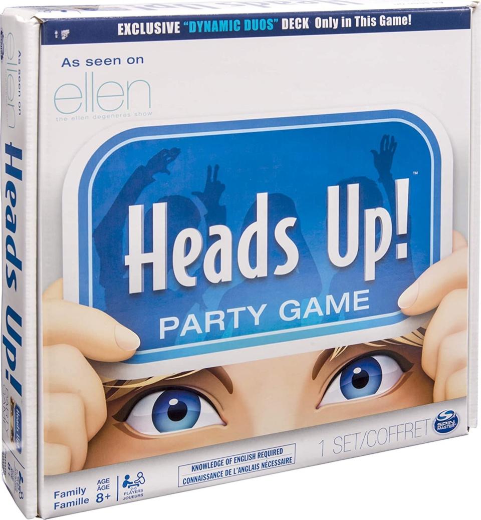 Photo of a "Heads Up!" board game box.