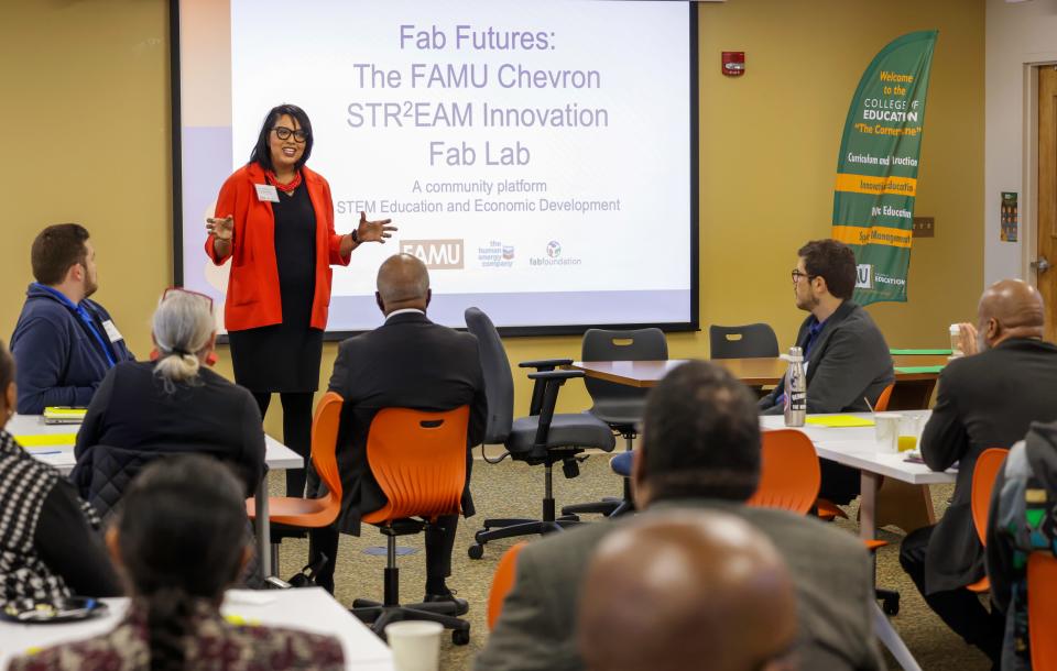 FAMU and Chevron have partnered to build the Innovation Fab Lab in the Gore Education Complex on Thursday Dec 1, 2022.
Dr. Allyson Watson speaks.
