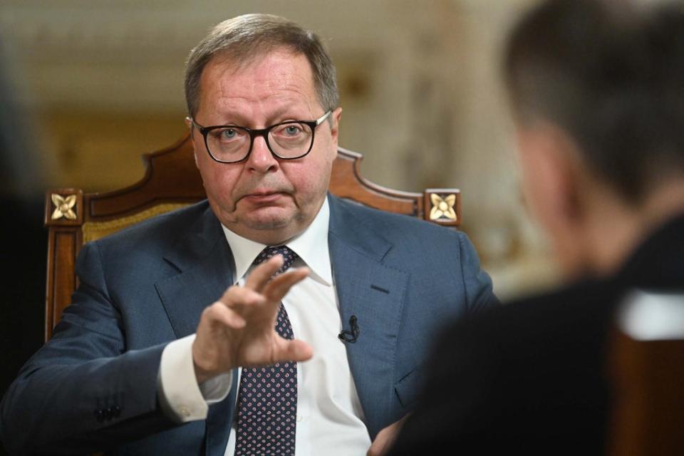 Russian ambassador to the UK Andrei Kelin appearing on BBC’s The Andrew Marr Show (Jeff Overs/BBC/PA) (PA Media)