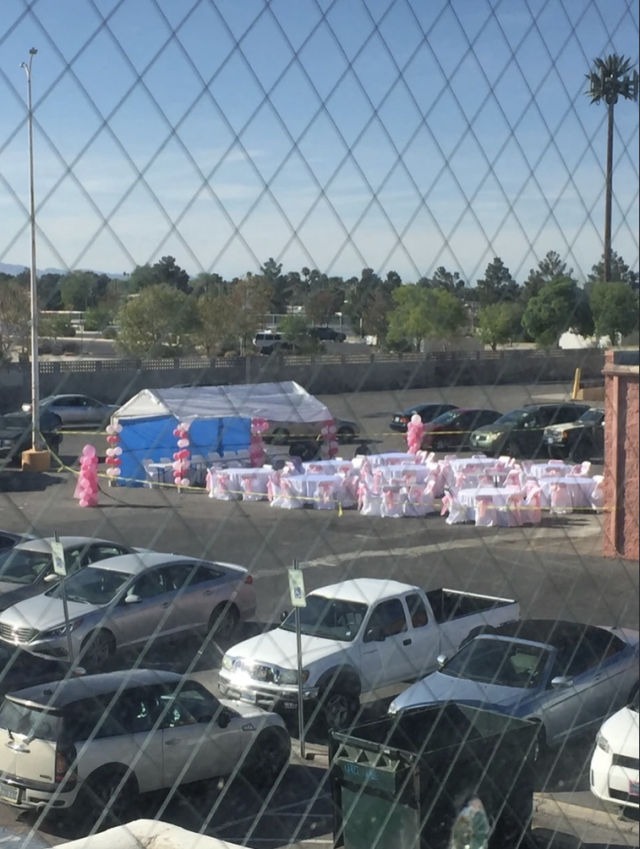 A wedding in a parking lot