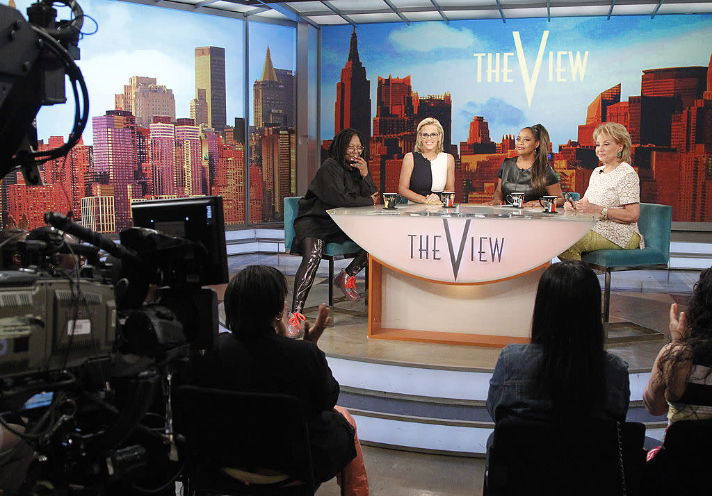 Whoopi Goldberg, Jenny McCarthy, Sherri Shepherd and Barbara Walters co-host “The View” in 2014. (Photo: Lou Rocco/ABC via Getty Images)