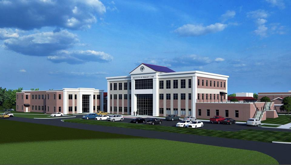 A rendering of the William Carey University College of Osteopathic Medicine Institute of Primary Care, Phase 1 and Phase 2