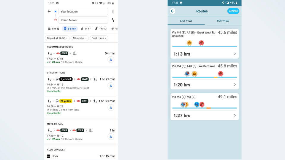 Google Maps vs. Waze public transit comparison