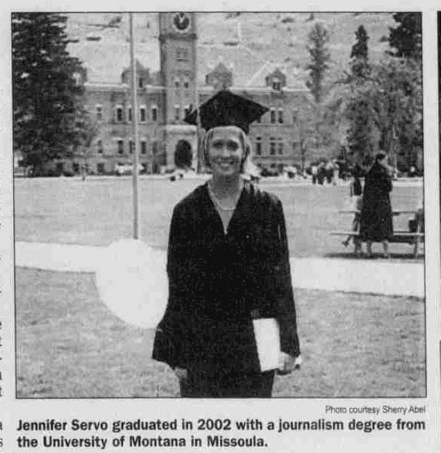 In this Reporter-News coverage dated Sept. 14, 2003, the photo caption reads, "Jennifer Servo graduated in 2002 with a journalism degree from the University of Montana in Missoula."