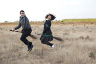 <div class="caption-credit"> Photo by: Brooke Aliceon Photography</div><div class="caption-title">Harry Potter Engagement Photos</div>Reggie and Joie are huge <i>Harry Potter</i> fans and decided to shoot part of their engagement photos with a Harry Potter theme, complete with broomsticks and magic wands. <a rel="nofollow noopener" href="http://www.bridalguide.com/blogs/bridal-buzz/harry-potter-theme-engagement-photos" target="_blank" data-ylk="slk:See more from this shoot;elm:context_link;itc:0;sec:content-canvas" class="link "><b>See more from this shoot</b></a>!