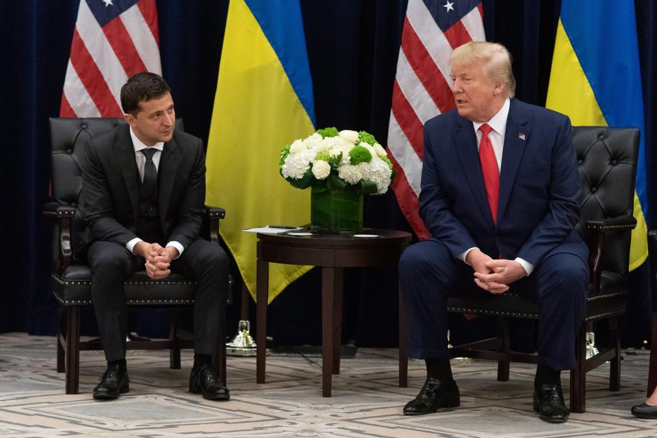 Ukrainian President Volodymyr Zelensky and President Donald Trump in New York on Sept. 25, 2019.