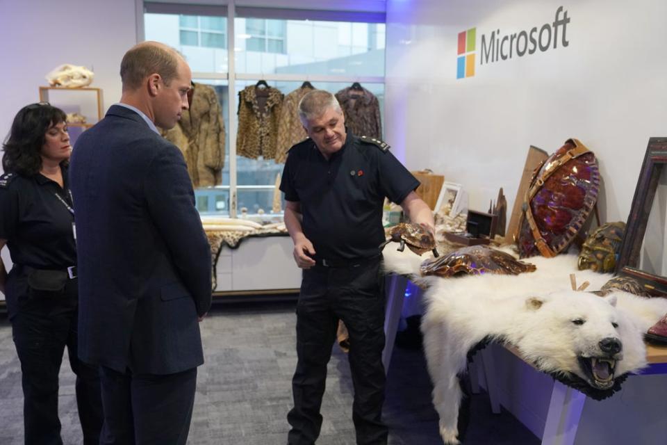 William is seen analysing products seized at airports (Steve Parsons/PA) (PA Wire)