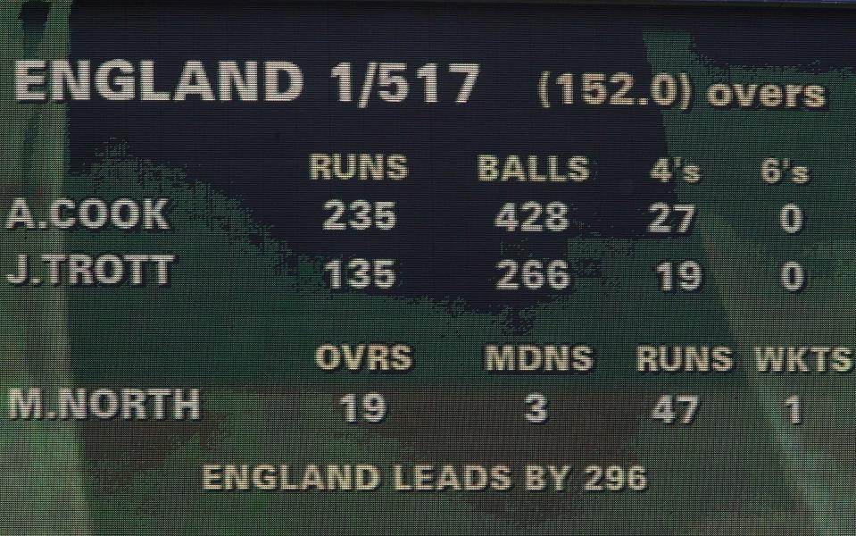 England's scorecard during the first Ashes Test of the 2010/11 series at the Gabba