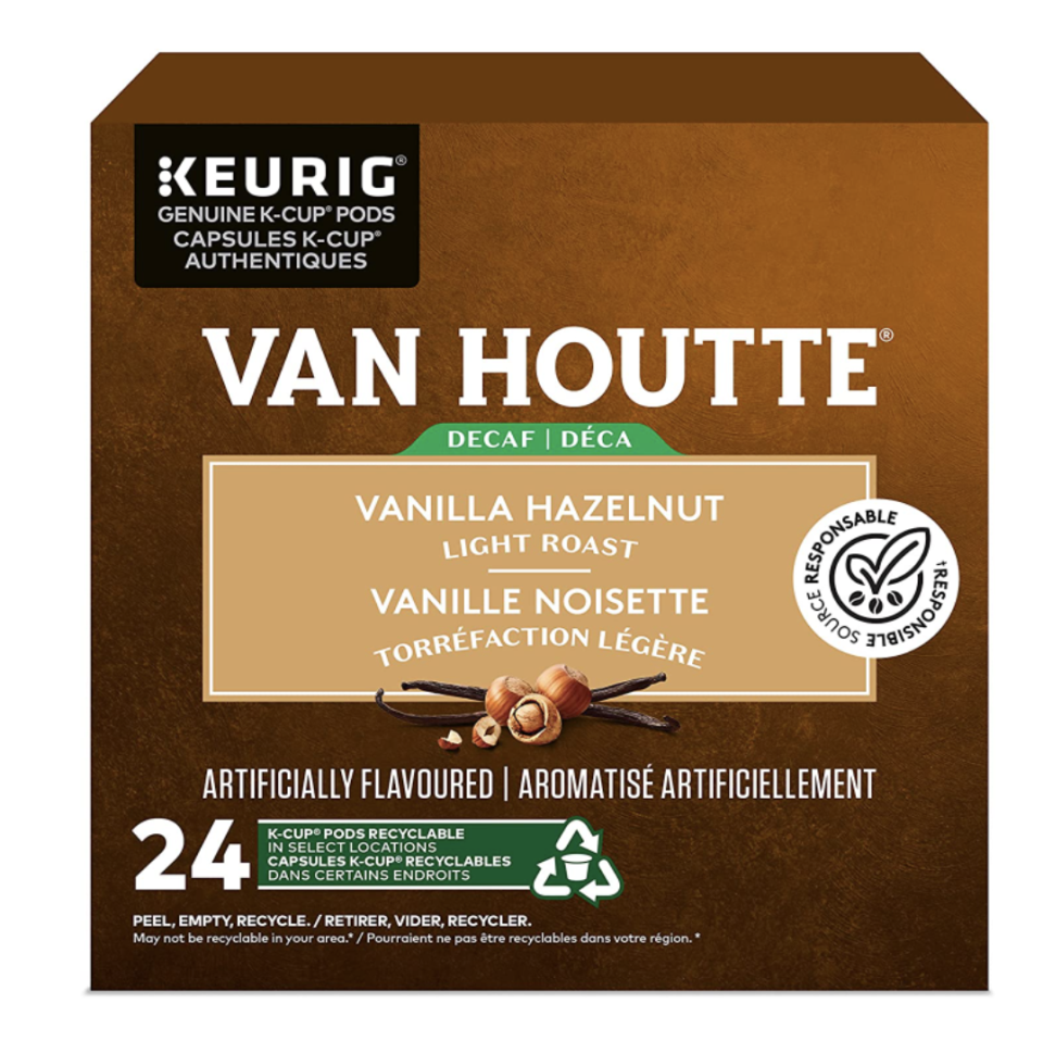 Van Houtte Vanilla Hazelnut Decaf K-Cup Coffee Pods 24-Count (Photo via Amazon)