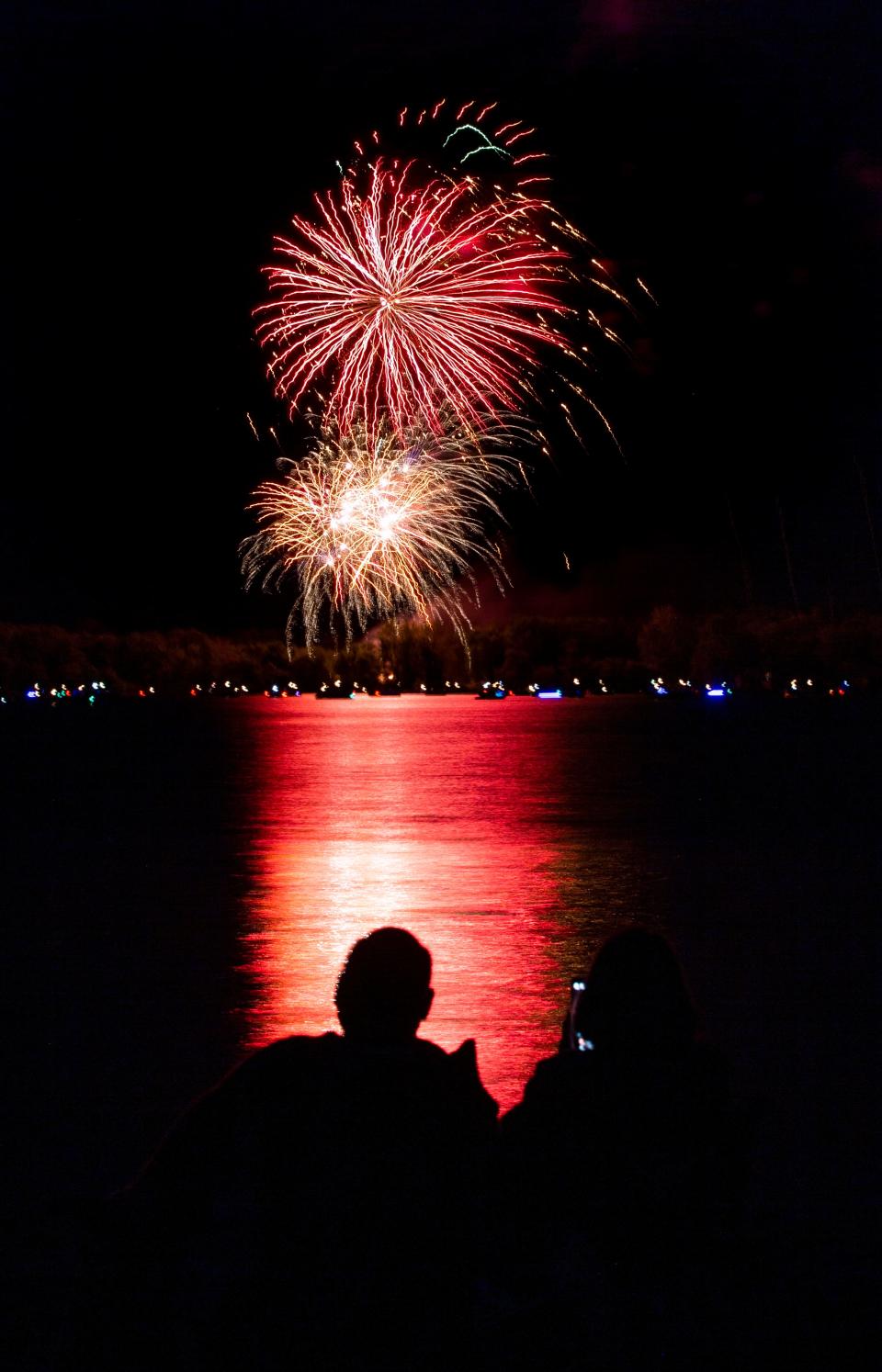 People were gathering at Sellers Point on Buckeye Lake for the annual fireworks display in Millersport, Ohio on July 1, 2021.