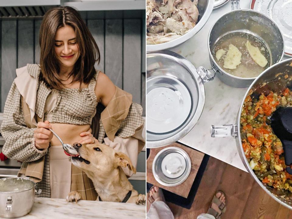 Lauren Singer makes food for her dog