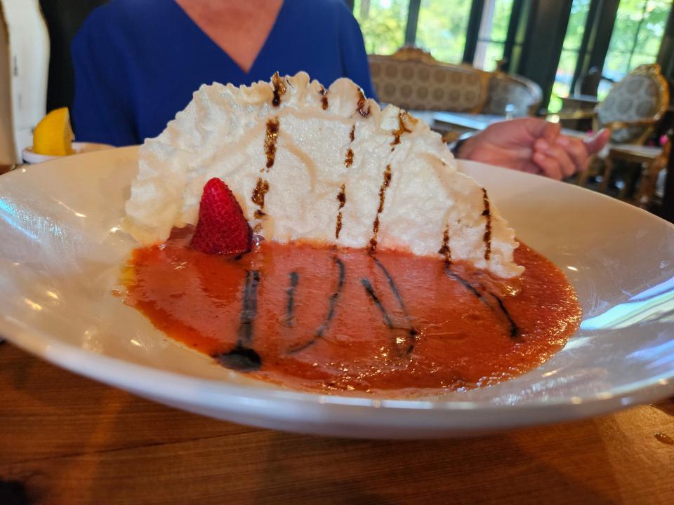 Strawberry gazpacho is a tart and sweet cold soup at Buschman Street Cafe in Hattiesburg.