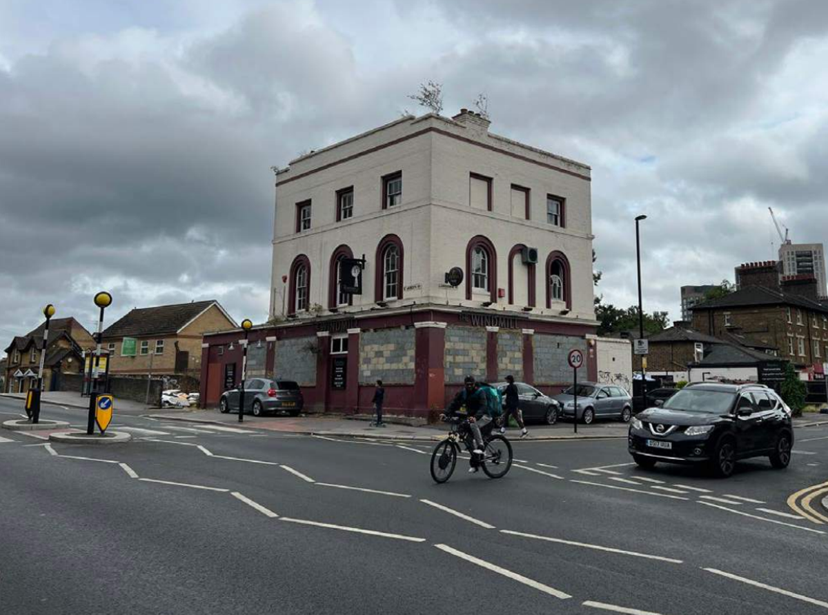 Blaze: The derelict Windmill pub on St James’s Road (Croydon Council)