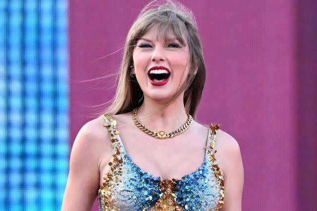 <p>David Fisher/Shutterstock</p> Taylor Swift performs in Edinburgh, Scotland on June 7, 2024