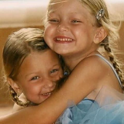 <p>Bella Hadid/Instagram</p> Bella and Gigi Hadid seen in a childhood photo