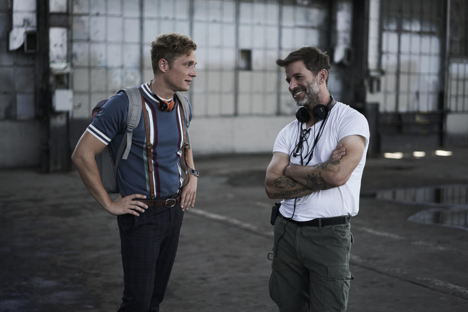 Matthias Schweighöfer as Dieter and Zack Snyder right - Credit: Netflix