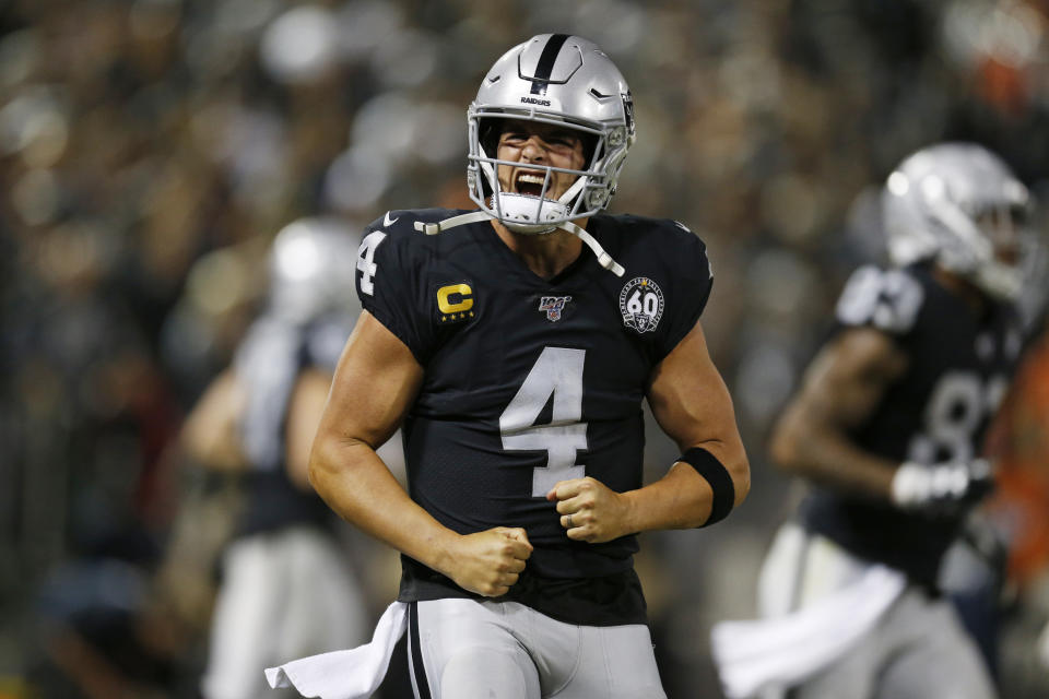 Oakland Raiders quarterback Derek Carr had a big game in a win over the Broncos. (AP)