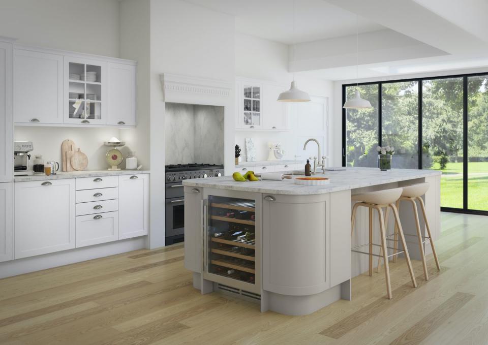 kitchen island ideas   island with wine fridge