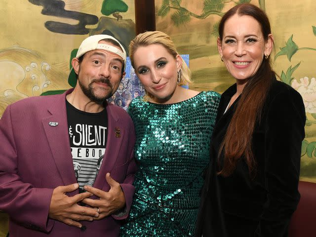 <p>Kevin Winter/Getty</p> Kevin Smith, Harley Quinn Smith and Jennifer Schwalbach in 2019.