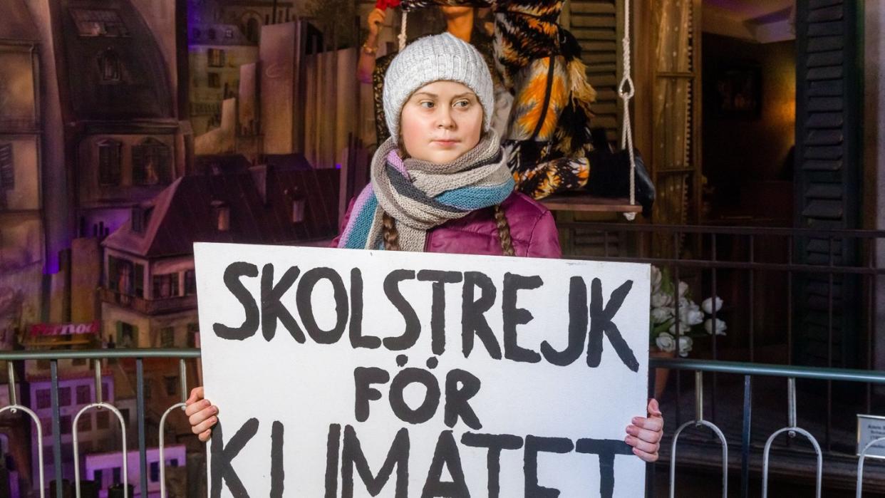 Die schwedische Klimaaktivistin Greta Thunberg als Wachsfigur auf der Hamburger Reeperbahn.