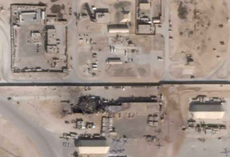 Damage at Al Asad air base in Iraq is seen in a satellite picture taken January 8, 2020