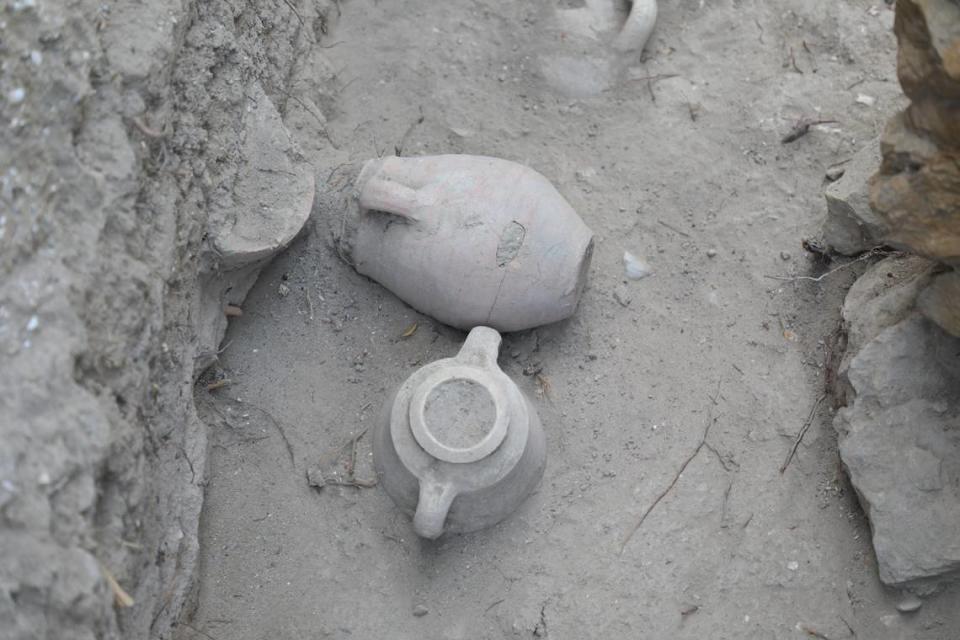 Several urns found at the sacred site.