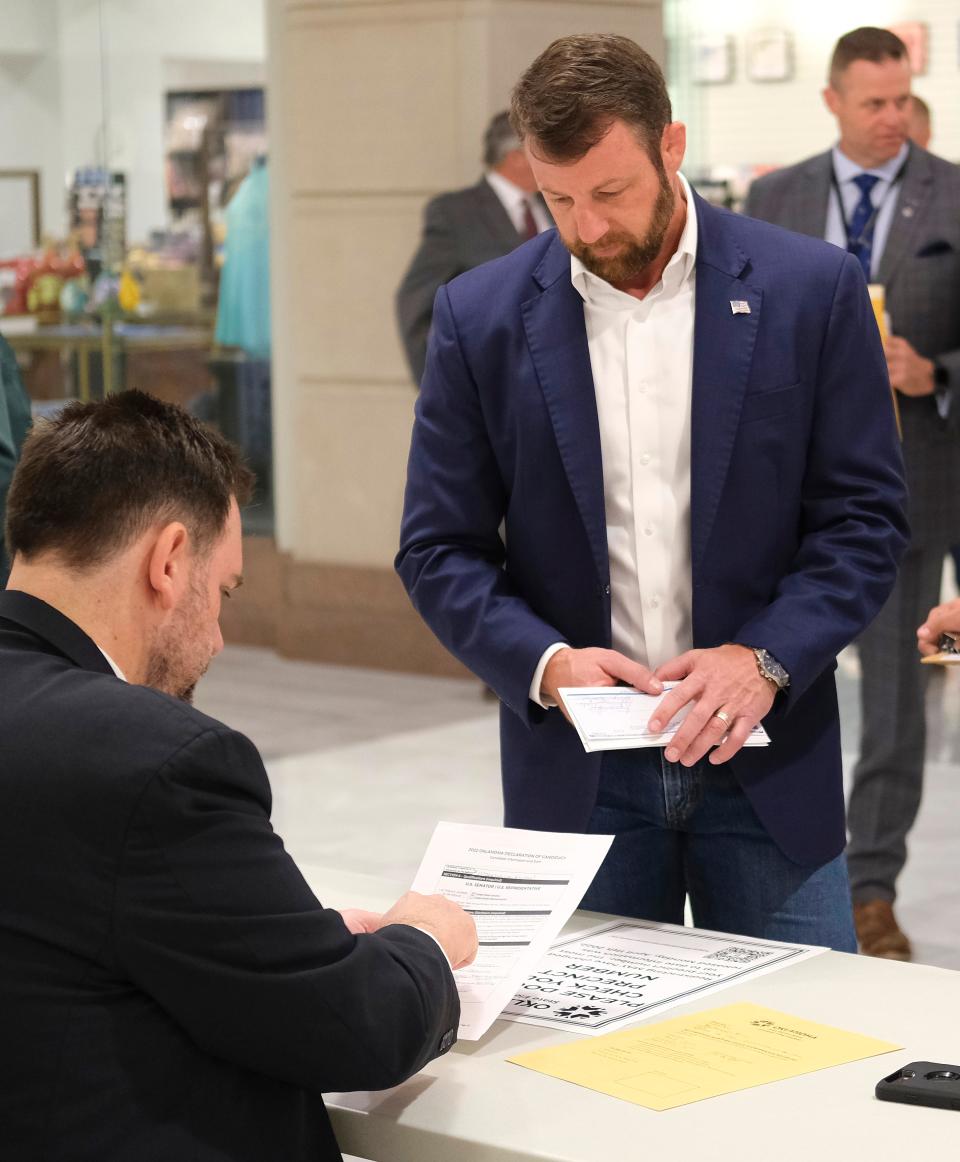 U.S. Rep. Markwayne Mullin, shown here at the Oklahoma Capitol in April, is fighting with the White House over loans.