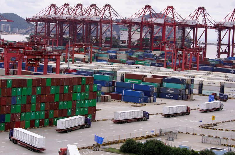 FILE PHOTO: Containers are seen at the Yangshan Deep Water Port in Shanghai